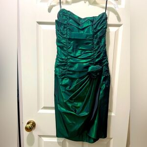 Vintage Gunne Sax Strapless Metallic Green Dress 7/8 Junior